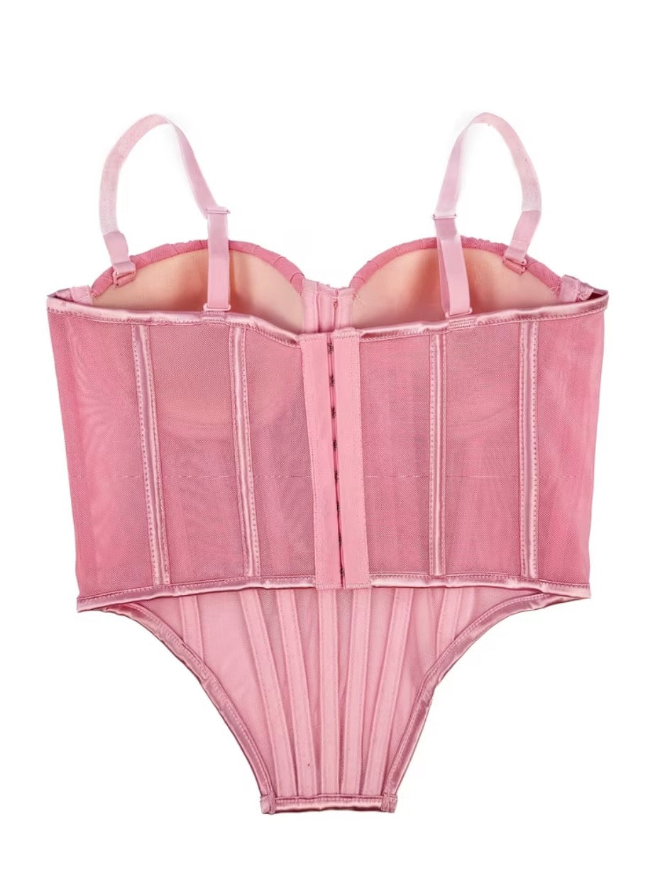 Corset coral sin brillos rosa