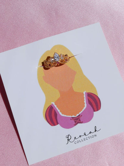 Juego de anillo y collar de corona rapunzel