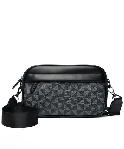 GRAY CHECKED MEN'S CROSSBODY BAG