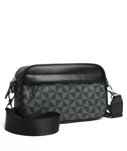 GRAY CHECKED MEN'S CROSSBODY BAG