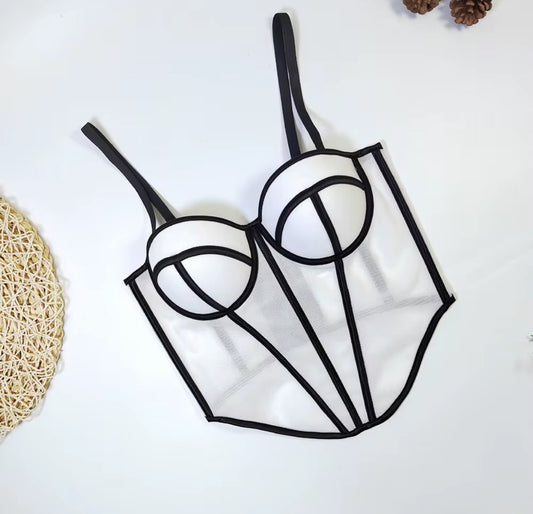 Corset jazmín blanco con negro
