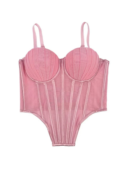 Corset coral sin brillos rosa
