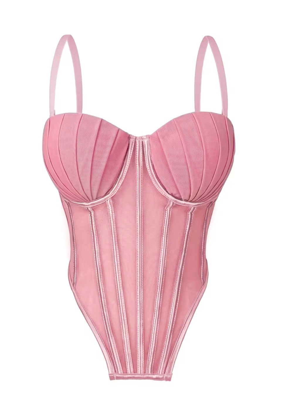 Corset coral sin brillos rosa