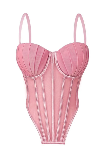 Corset coral sin brillos rosa