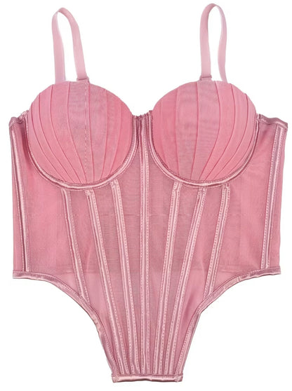Corset coral sin brillos rosa